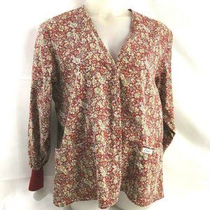 Crest Women's Floral Uniform Scrub Jacket Top L